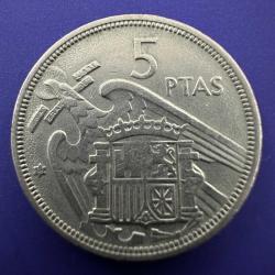 İspanya 5 Peseta 1957 (yıldız içi 58). Faşist General Franco Dönemi