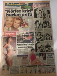 SAKLAMBAÇ GAZETESİ DOĞUM GÜNÜ HEDİYESİ - 29 EKİM 1990 - SADECE 4 SAYFADIR - Erdal İnönü - Fatoş Güney - Zülfü Livaneli - Fikret Hakan - Songül Ülkü - Canan Göztepe - Gönül Paksoy - Hakan Akkaya - Asuman Dabak - Hüseyin Binzet - Nur Binzet - Julie Cantoni - Kayahan - Raquel Welch - Orhan Ünal - Talip Kamer - Fatih Gec - Güzin Abla - Kamil - SHP’nin ağır topları “Fato”nun filminde - Kişiye özel - 40 yıllık modacıdan “Haute Couture” delisi - Sahne’de artık fark ediliyor - Songül Ülkü’den seksi şov - Yorgunluğun 5 nedeni - Yeni makyaj hileleri - Araba sürerken hangi ilaçlar alınmamalı - Günlük yaşam ve görgü kuralları - “Önce siz buyurun, hanımefendi” - Hayatı zindan eden duygu - Körfez krizi buzları eritti - Fransızların Julie Cantoni’si - Kayahan’ın sağ kolundan enstrümantal kaset - Özgürlüğün bedeli 24 milyar - Espri küpü - Kamil “Modu da sanar” - Yılın rengi kırmızı - İstanbul’da huysuz geceler - Tatlı nişanlılık günleri - Çocuğunuz aşırı kıskanç - Türkiye artık Cumhuriyettir - Püf nok