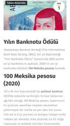 Meksika 100 Pesos Polimer Para --Yılın Banknotu Ödüllü-- 2023 Çil