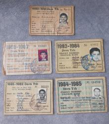 1980-81-83-84-86 TARİHLİ 5 ADET İETT ÖĞRENCİ İNDİRİM KARTI.  FOTOĞRAFTA GÖRÜLDÜĞÜ GİBİDİR KOLEKSİYONLUK NADİR