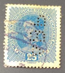 Avusturya Pulu - Österreich Austria Stamp -  Postadan Geçmiş Pul Filateli - Damgalı -İmparator Franz Joseph Temalı Pul , 25 PARA - YABANCI PULLAR - NOSTALJİK DOĞUM GÜNÜ HEDİYESİ