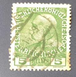Avusturya Pulu - Österreich Austria Stamp - Postadan Geçmiş Pul Filateli - Damgalı - İMPARATOR FRANZ JOSEPH TEMALI PUL, 5 PARA - YABANCI PULLAR - NOSTALJİK DOĞUM GÜNÜ HEDİYESİ