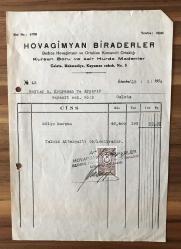 1954 DAMGA PULLU FATURA- HOVAGİMYAN BİRADERLER KURŞUN BORU VE SAİR HURDA MADENLER D6-2