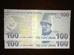 9. EMİSYON 100 TÜRK LİRASI C 129  131327-131328 ( SERİ TAKİPLİ )  ÇİL TCB 1294