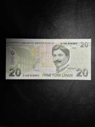 9. EMİSYON 20 TÜRK LİRASI G 169 80 80 80 ( OSMANİYE  PLAKA  )   ÇİL TCM 4617
