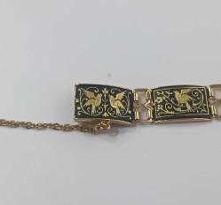 Retro 24 Ayar Altın Kakma Kuş Figürlü Toledo Bileklik