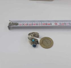 Vintage 925 Gümüş Mavi Topaz ve Arizona Turkuazı Yüzük Navajo Amerika