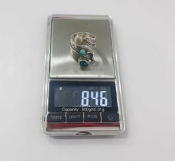 Vintage 925 Gümüş Mavi Topaz ve Arizona Turkuazı Yüzük Navajo Amerika