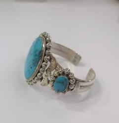 Vintage 925 Gümüş Arizona Turkuazı Bileklik Bilezik RICHARD BEGAY Navajo Amerika