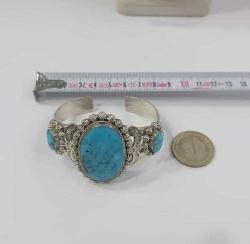 Vintage 925 Gümüş Arizona Turkuazı Bileklik Bilezik RICHARD BEGAY Navajo Amerika
