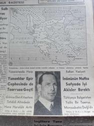 Tan Gazetesi - 5 Sonteşrin (Kasım) 1940 - Balkanların bugünkü manzarası yazan Zekeriya Sertel Başmakale - Ankara'daki merasim Dil tarih coğrafya fakültelerinin yeni binası dün açıldı fotoğraf - Almanya sulh şayialarını tekzip ediyor - Ciano İle Ribbentrop arasında yeni bir mülakat yapılıyormuş - Yunanistan Arnavutluk hududundaki hareket sahasını ve Yunan adalarını gösterir harita - Yunanlılar epir cephesi'nde de taarruza geçti - İsmet İnönü'nün Nutku sofya'da iyi akisler bıraktı - İngiltere Tuna işi için Rusya'yı protesto etti - tarihe karşı kim mesul yazan Sabiha Zekeriya Sertel - hava harpleri 4 ayda 2.442 Nazi tayyaresi imha edildi - libya'ya asker erzak tahşidi devam ediyor - Sdyney Saffıharp gemisi tarafından tahrip edilen bartolomev colleoni İtalyan Kruvazörü batarken fotoğraf - bugünkü radyo programı - şehir Meclisi açıldı Vali Lütfi Kırdar Bu yıl yapılacak işleri izah etti - İş Bankası tasarrur ikramiyeleri - gözüme çarpanlar yazan Sevim Sertel -  köylerin şarkısı Sümer'de