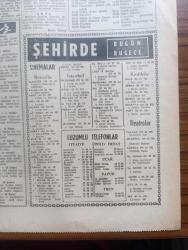 Şehir Gazetesi - 11 Şubat 1961 - sarışın bomba Marilyn Monroe'ya nazar mı değdi - Marilyn Monroe'nun cazip bir pozu fotoğraf - Michele Morgan neşesine kavuştu fotoğraf - İstanbul Belediyesi şehir tiyatroları Tepebaşı Tiyatrosu Bu melek satılık değil - yeni tiyatro iki efendinin uşağı - lütfen dokunmayın oyunu yazan Haldun Taner - hacıyatmaz oyunu yazan Cevat Fehmi Başkut - büyük çınar oyunu yazan Hüseyin Batuhan - zehirli aşk yazan Noran Lofts - sinema haberleri - Grace Kelly'nin hamile olduğu söyleniyor - Sophia Loren'in filmi mesele oldu - Billy Wilder senenin rejisörü seçildi - gurbet şarkısı yazan Ertan Nallayıcı yazı dizisi - burç falınız - İstanbul'da sinema ve tiyatro programı - İstanbul Ankara Radyosu programı - lüzumlu telefonlar - harp okulunu tenkil konusu - Türkiye askeri kuvvetlerinden 8. Topçu tümeni kumandanı Üsteğmen Şerafettin Rızan kurs öğretmenlerinden yüzbaşı J. H. Patterson'dan bir motor hakkında malumat alıyor fotoğraf - Fransa'nın 1960 sinema palmaresi hazır