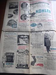 Yeni Sabah Gazetesi - 13 Kasım 1953 - hududu olmayan saygısızlık Başmakale - Esat Mahmut Karakurt büyük heyecanla beklenilen yazılarına yarından sonra başlıyor - Esat Mahmut Karakurt kopenhag'da bir caddede iki genç kızla görüşürken fotoğraf - Eisenhower'in Celal Bayar'a mesajı - güreşte isveç'e dün 5 3 mağlup olduk - Osman Kambur Anderberg mücadelesi fotoğraf - İtalya başvekili Pella Ankara'da - tabip odaları Kongresi dün başladı - TMTF genel idare kurulu Dün toplandı - Şap hastalığı Kongresi - Hitler'in kızkardeşinin itirafları - tiyatro bahisleri Synge Ve Ötesi yazan Sabri Esat Siyavuşgil - karikatür panoraması - kanada'daki uranyum madenleri - Köhler dikiş makineleri - teknik üniversite kürsülerinde dersler vermek üzere İstanbul'a gelen 2 profesör Kempf ve Horn karşılanırken Fotoğrafı - Romanya'da bütün camiler kapatılıyor - Emekli General Tahsin Yazıcının evindeki hırsızlık - müstehcen resimler davası - Avrupa'da Amerikan Kuvvetleri - kur'an-ı Kerim almancaya çevriliyor - Bahailer