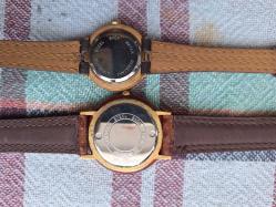 Stainless Steel Back Vintage kadın erkek - 2 li kol saati