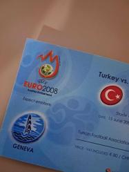 EURO 2008 TÜRKİYE ÇEK CUMHURİYETİ EFSANEVİ 3-2  LİK MAÇ BİLETİ FATİH TERİM NİHAT KAHVECİ ARDA TURAN