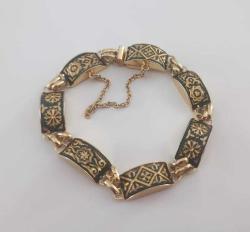 Retro 24 Ayar Altın Kakma Toledo Bileklik Bilezik