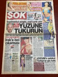 ŞOK GAZETESİ DOĞUM GÜNÜ HEDİYESİ - 17 NİSAN 2003 - TAM TAKIM 12 SAYFADIR -Esra Ceyhan-Yusuf-Çağla Şıkel-Recep Tayyip Erdoğan-Davut Dışlı-Mustafa Topaloğlu-Gülay Erdem-Berna Öztürk-Arzu Yanardağ-Hande Ataizi-Tarkan Sualp-Fethi Pekin-Yeşim Salkım-Mehmet Ali Erbil-Haydar Aliyev-Hasan Parkan-Levent Boyacioğlu-Hikmet Güngör-Hüseyin Korkmazgil-Cengiz Kurtoğlu-Mahsun Kırmızıgül-Maksi Bulut-Yıldız Tilbe-Ferdi Tayfur-Orhan Gencebay-Bülent Ersoy-Seda Sayan-Nuri Sesigüzel-Ümit Besen-Nükhet Duru-Mustafa Yıldızdoğan-Emine Yücelmir-Necdet Gürül-Mehmet Ören  Yüzüne tükürün-Deniz gözden düştü-Irak’a işçi çıkarması-Atatürk’e sadakat Türkiye’ye güç kattı-Deplasman fatihi-Erdoğan dişli çıktı-Eş takası-Bunalımda-Kirli su yaşattı-Gözyaşlarım sahte değil-Kaderci Türk Hava Yolları-Ağır sorular-Kitap kurdu 80’lik dede  Uçan Türk yarışmaya döneceği çıkaramadılar-Musti ve Gülay’ın panik anı-Yeşim’in keyfi yerine geldi-Hortumlu dehşet-Kardeşi vurdu-Patronuyla evleniyor-Musti Show damardan-Kestane şekeri