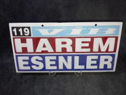 ViNTAGE otobüs güzergah tabelasi  vip harem Esenler  vip Karasu Kocaali  çift taraflıdır. her iki yüzü birbirinden farklıdır. resimlerde iki yüzü ve ölçüleri gösterilmiştir  orjinaldir #tdkoleksiyonotobusguzergah #tdkoleksiyontabela