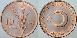 TÜRKİYE CUMHURİYETİ 10 KURUŞ 1973 ÇİLALTI.