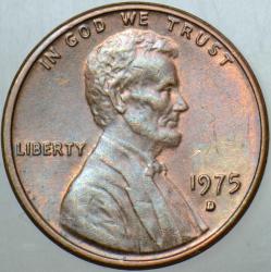 AMERİKA 1 CENT 1975 D. LİNCOLN MEMORİAL CENT. 19 mm ÇİLALTI.