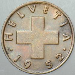 İSVİÇRE 1 RAPPEN 1952 BRONZ 16 mm.