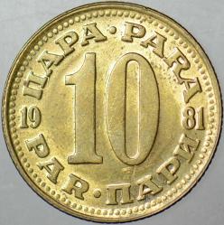 YUGOSLAVYA 10 PARA 1981 ÇİLALTI.