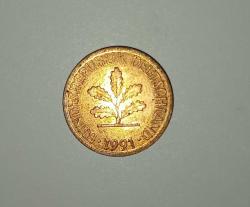 1991 Almanya 1 pfennig (çok temiz kondisyonda)