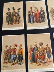 OSMANLIDA RESMİ KIYAFET eski baskı kartpostallar 11 adet