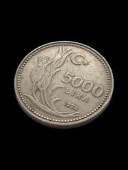 5000 Türk Lirası 1992 Madeni Koleksiyon Para. Antika Koleksiyon Para. Türk Lirası.