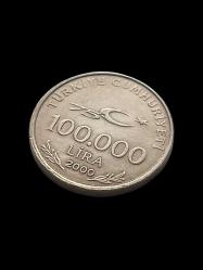 100.000 Türk Lirası 2000 Madeni Koleksiyon Para. Antika Koleksiyon Para. Türk Lirası.