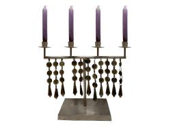 DEKORATİF METAL  ŞAMDAN,MUMLUK 4 ADET MUM 29x26x10cm