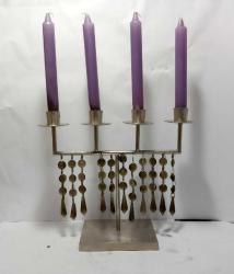 DEKORATİF METAL  ŞAMDAN,MUMLUK 4 ADET MUM 29x26x10cm