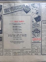 Dünya Gazetesi - 15 Eylül 1954 - herkes vazifesini yapmalı kafi yazan Falih Rıfkı Atay Başmakale -  bir yolsuzluğun on dört maddelik hikayesi - Bahar Bayramı sergisine ait müfettiş raporunu neşrediyoruz - 1954 Türkiye fotoğraf kraliçesi seçiminde 24 No.lu Yıldız Akyüz'e oy veren okuyucular arasında kura çekildi fotoğraf - Bahar bayramında Celal Bayar'ın elini öpen belediye hesap müdürü Enver Aşkın fotoğraf - Almanya'nın kalburüstü sanat tenkitçilerinden Flemming ile bir konuşma - sahte imza ile para çekenler fotoğraf - sümerbank'ta damga pulu yolsuzluğu - penceredeki ışık çeviren Melih Cevdet yazı dizisi - Almanya savaş gemisi yapmaya başladı yazan Refik Özgener - Muzaffer kayalıbay davası tanıkları Dün de yargılandı - Gündüz Kılıç antrenörlükten istifa etti - Yapı ve Kredi Bankası - Türk Ekspres bank - otomobil plakaları değiştiriliyor - şu garip memleket yazan Bedii Faik çizen Semih Balcıoğlu - arı bisküvileri - nevrozin - Ziraat Bankası - Gripin - Özel Anadolu Lisesi kayıtları