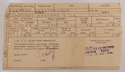 İETT ELEKTRİK MAKBUZU 16 1960 LI YILLAR