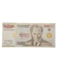 C42 7. Emisyon 5000000 Türk Lirası Cumhuriyet Dönemi Koleksiyon Kağıt Para.