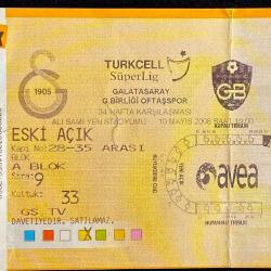 2008 Galatasaray Eski Ali Sami Yen Stadı Şampiyonluk Maçı Bileti