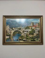 Çerçeveli Mozaik Tablo, Mostar Köprüsü Manzarası