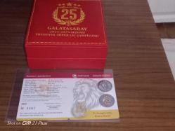 Galatasaray 25. Şampiyonluk Gümüş/Okside Hatıra Parası( kutulu) sertfikalidir