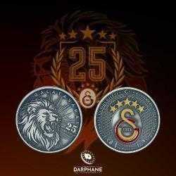 Galatasaray 25. Şampiyonluk Gümüş/Okside Hatıra Parası( kutulu) sertfikalidir
