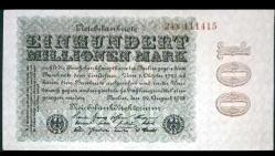 Almanya 1923 100 Milyon Mark Çil Enflasyon Dönemi