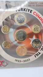 PARA SETİ,TÜRKİYE CUMHURİYET 1923/2023 TEDAVÜL PARA SETİ.KULLANILMAMIŞ TERTEMİZ  715