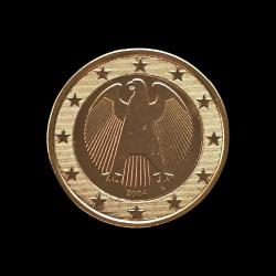 Almanya 2004-G, 1 Euro, Goldmünzen Sertifikalı Hatıra 24 karat Altın Kaplama, KM #213, MS-64