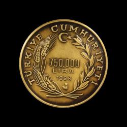 1998 750,000 TL, TEMA, KM#1068, MS-66, Sadece 1,950 Adet Basım