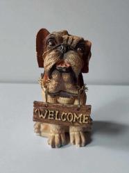 vintage welcome yazılı polyester köpek biblo & 12 cm