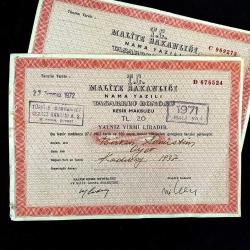 1972 Maliye Bakanlığı Tasarruf Bonosu Kesir Makbuzu