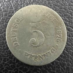 Alman İmparatorluğu 5 Pfennig 1875 C. Almanya Frankfurt am Main Darbı.