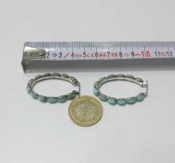 Vintage Gümüş Kaplama Hakiki Arizona Turkuazı Küpe Navajo