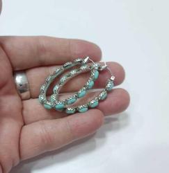 Vintage Gümüş Kaplama Hakiki Arizona Turkuazı Küpe Navajo