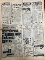HAFTA SONU GAZETESİ DOĞUM GÜNÜ HEDİYESİ - 9 AĞUSTOS 1970 - TAM TAKIM 8 SAYFADIR -Esin Afşar-Hümeyra-M. Satır-Müjdat Gezen-Tarup-Necla Iz-Müzeyyen Senar-M. Özkul-Esat Selçuk-Rüçhan Camay-Kamuran Akkor-Sema Özcan-Ergun Bengü-Gamze Öz-Hayati Kafe-Gönül Akın-Ferdi Yodogma-Durul Gence-Doğan Sezgin-Azmi Nihad-Safiye Sultan-Sylva Koscina-Nathalie Delon-Filiz Akın-Zeki Tükel-Yul Brynner-Steve McQueen-Mirek Buchholz-Ursula Bronson-Monet Yuşich-Raquel Welch-Brigitte Bardot-Tülin Korman-Muhterem Nur-Zeki Müren-Billik- Beyaz perdeye son transferler Esin Afşar Hümeyra M. Satır-İstismar makinası Tarup yine sahnede-Necla Iz Meksikayı fethetti-Ses sanatçılarına ağır şartlar kondu-Kocasının şakası Kamuran Akkor’un ödünü patlattı-Sema Özcan’ın mücevherleri ortadan yok oldu-Gamze Öz eşinden 100 bin liraya boşanabilecek-Şantör Hayati Kafe İstanbul’a dönüyor-Türk musikisi çok sesliliğe yöneltilmez-Gönül Akın özel okul işletecek-Safiye Sultana rakibeler-Sinema Dünyası Filiz Akın-Yeni çıkan plaklar listesi