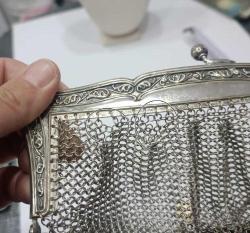 Antika  1920 ler Alman Gümüşü Çanta